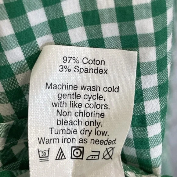 J.Crew Womens M Shirt Stretch Perfect Green White Gingham Check Button Up Preppy - Picture 6 of 6